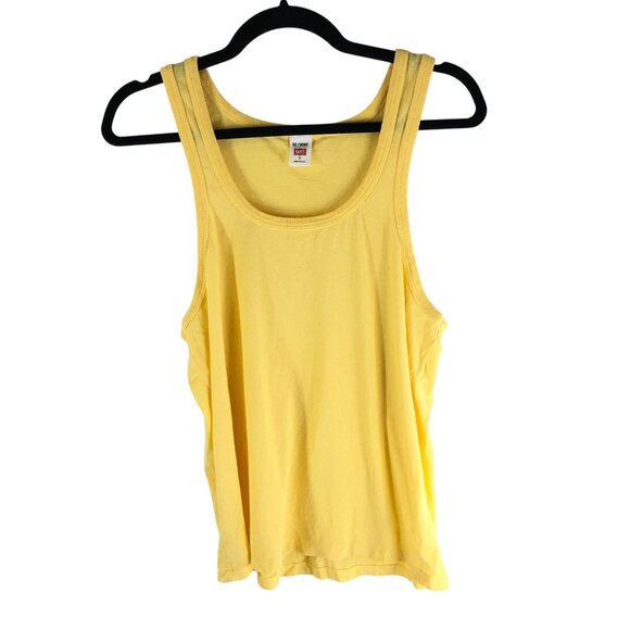Re/Done Hanes Womens Tank Top Sleeveless Scoop Neck Pullover Solid Yellow S - Picture 1 of 3